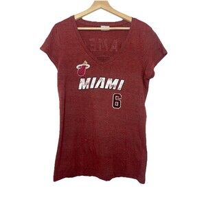 NBA Miami Heat LeBron James 6 Vneck Tshirt Women's Large